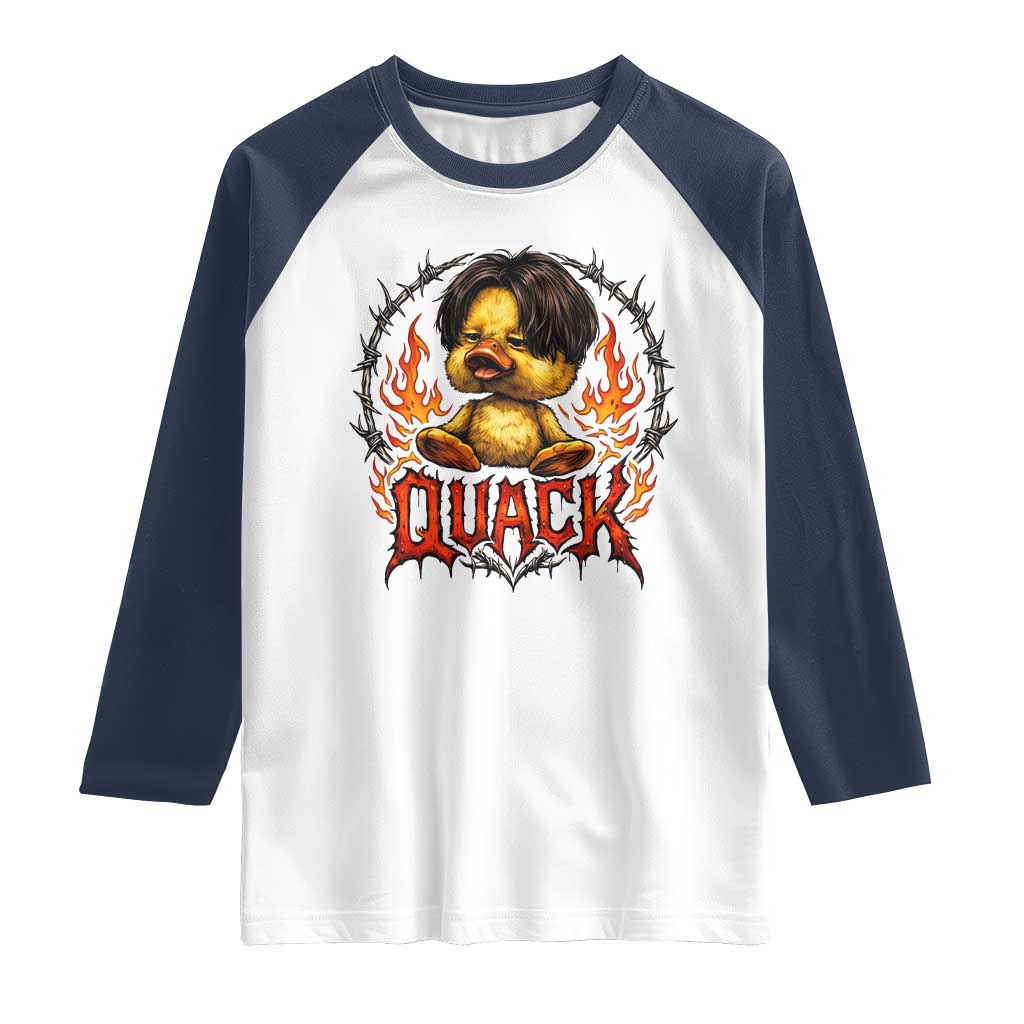 Funny Duck Metal Concert Raglan Shirt Rock Band Quack Meme