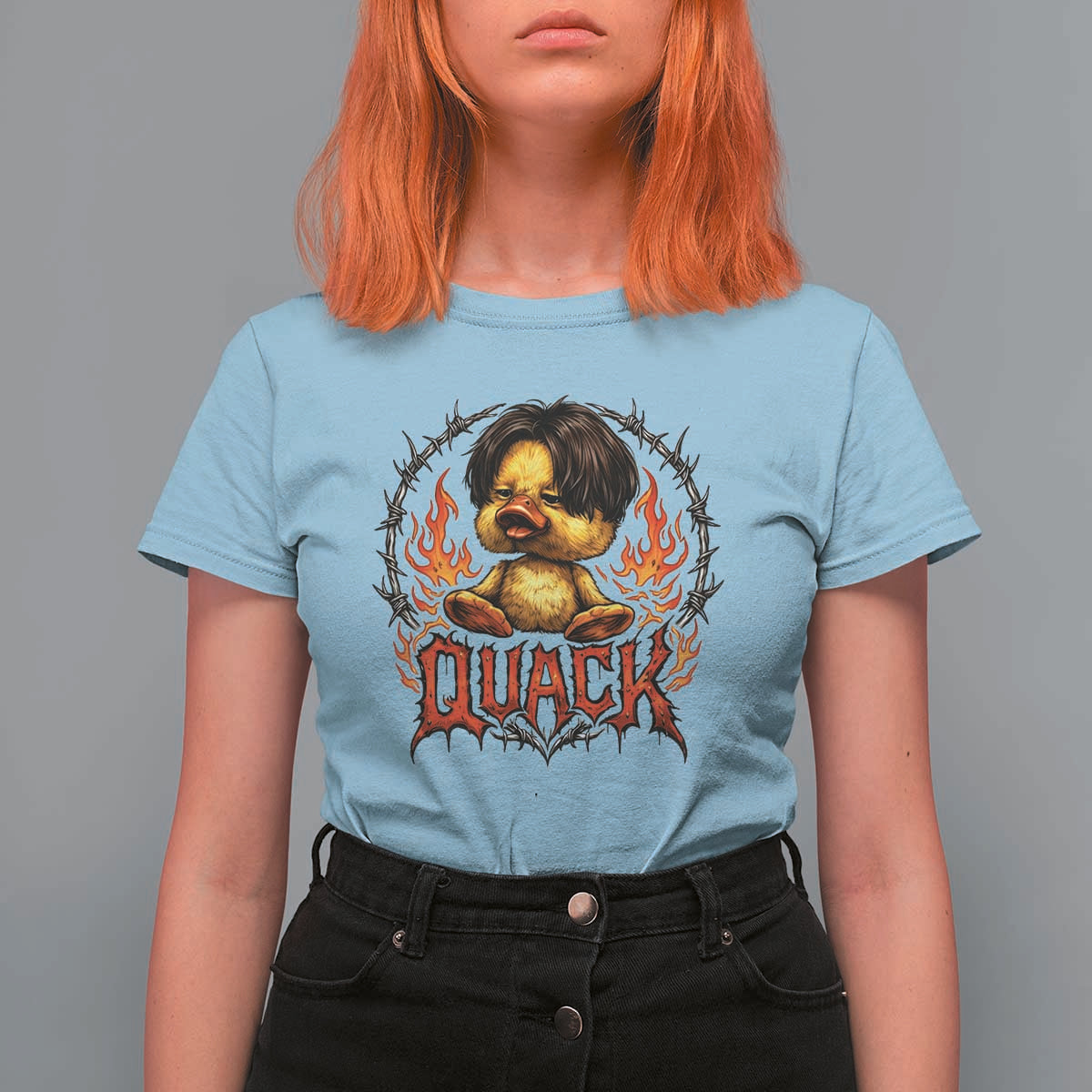 Funny Duck Metal Concert T Shirt For Women Rock Band Quack Meme