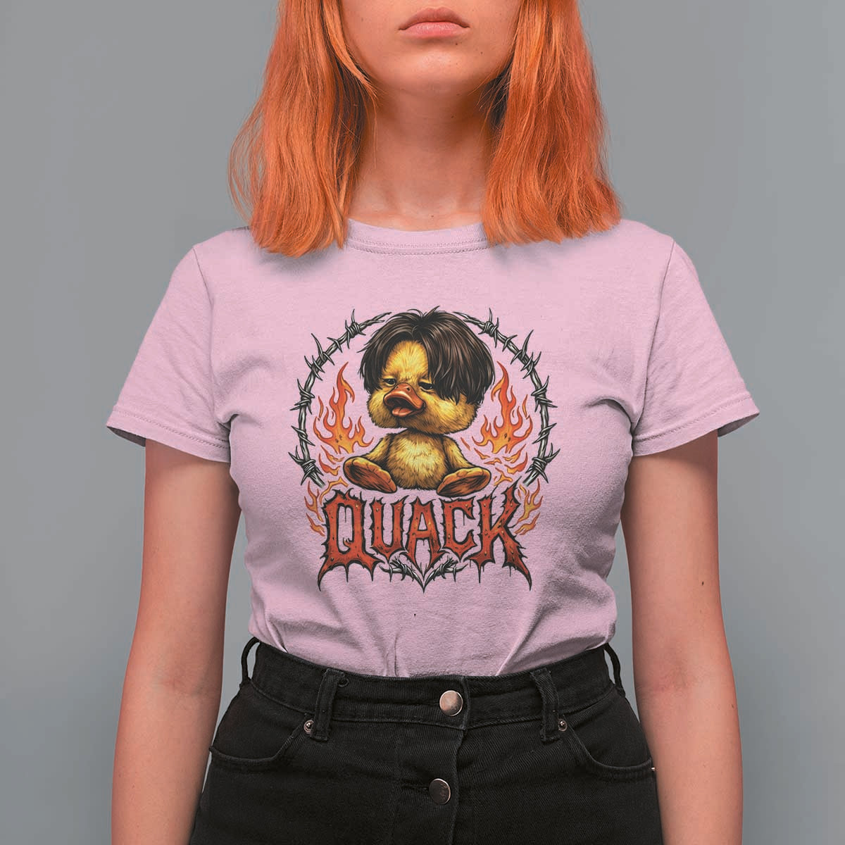 Funny Duck Metal Concert T Shirt For Women Rock Band Quack Meme