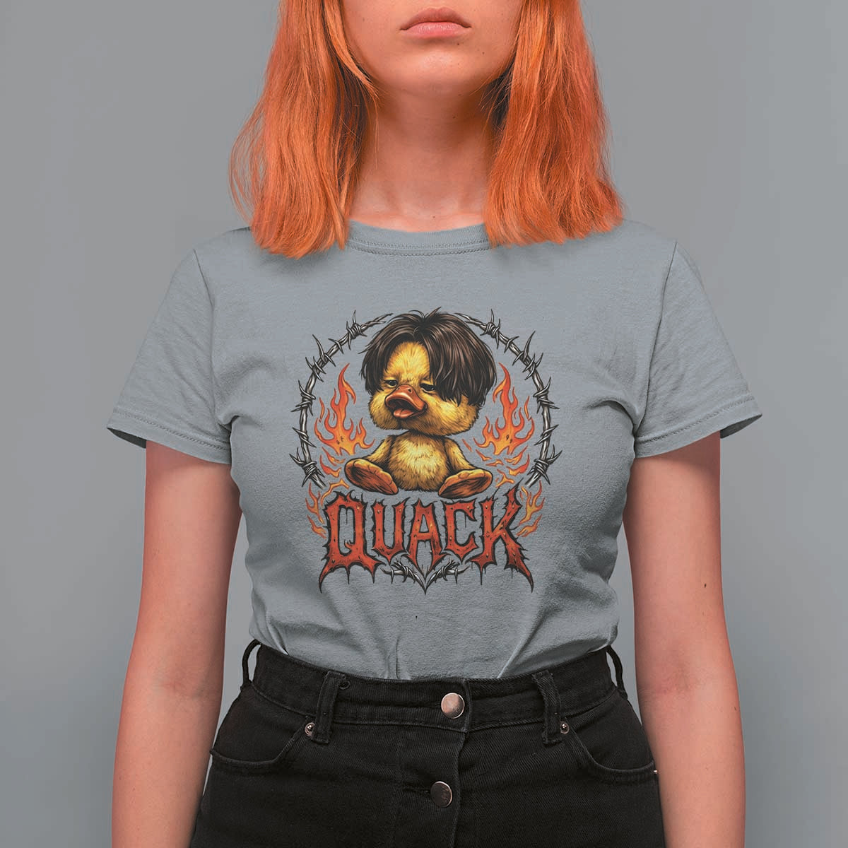 Funny Duck Metal Concert T Shirt For Women Rock Band Quack Meme