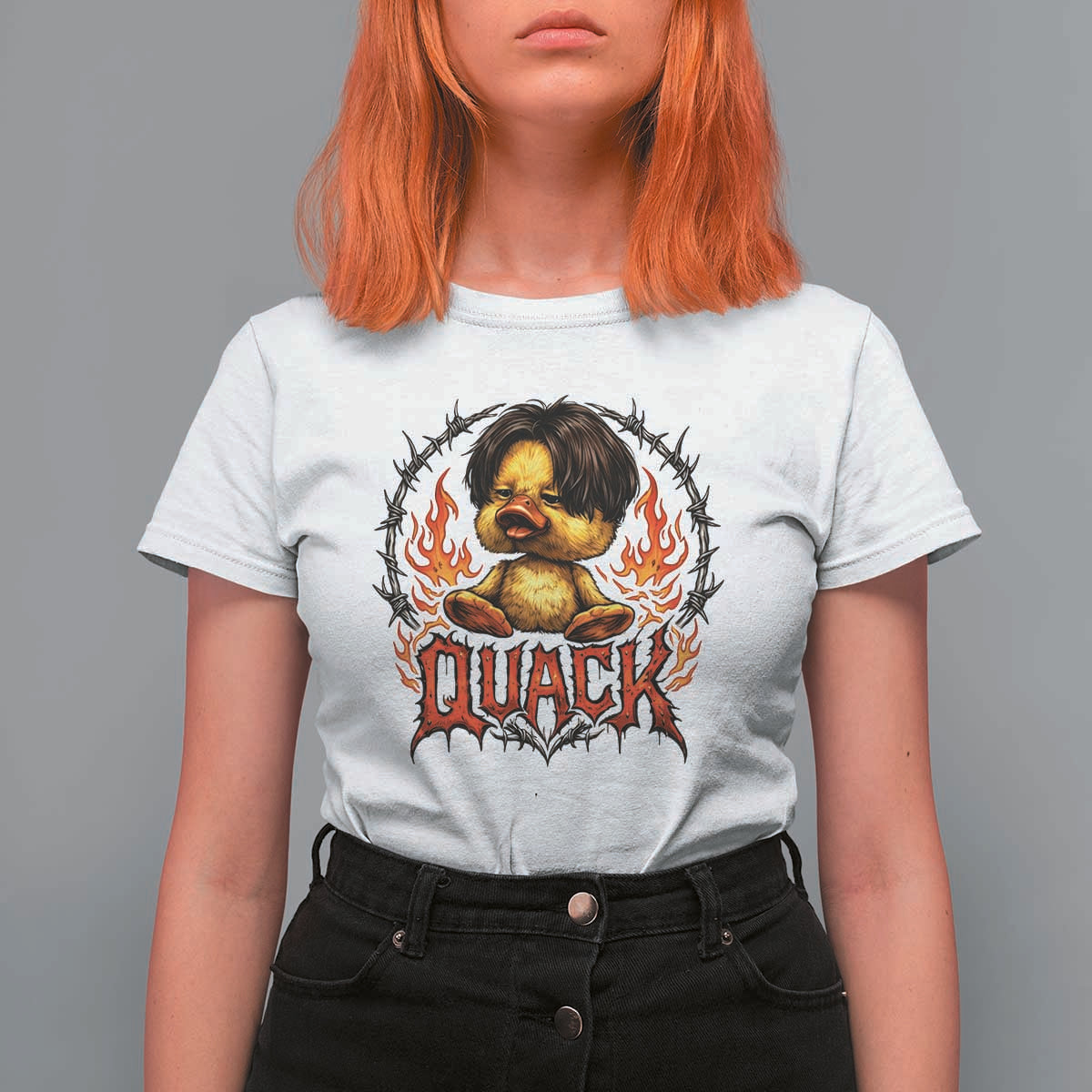 Funny Duck Metal Concert T Shirt For Women Rock Band Quack Meme