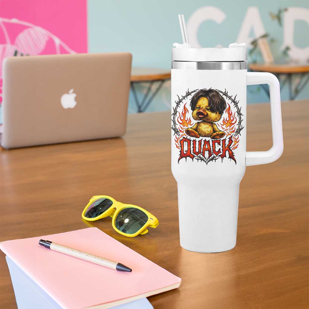 Funny Duck Metal Concert Tumbler With Handle Rock Band Quack Meme