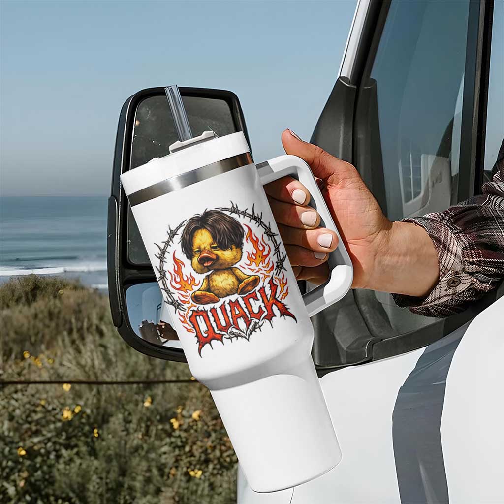 Funny Duck Metal Concert Tumbler With Handle Rock Band Quack Meme