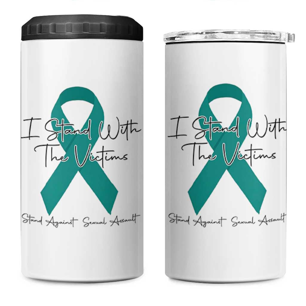Sexual Assault Awareness 4 in 1 Can Cooler Tumbler I Stand With The Victims