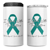Sexual Assault Awareness 4 in 1 Can Cooler Tumbler I Stand With The Victims