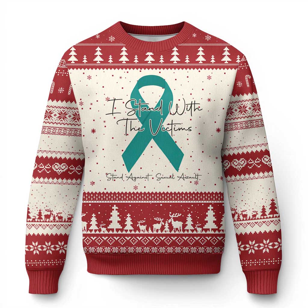Sexual Assault Awareness Ugly Christmas Sweater I Stand With The Victims