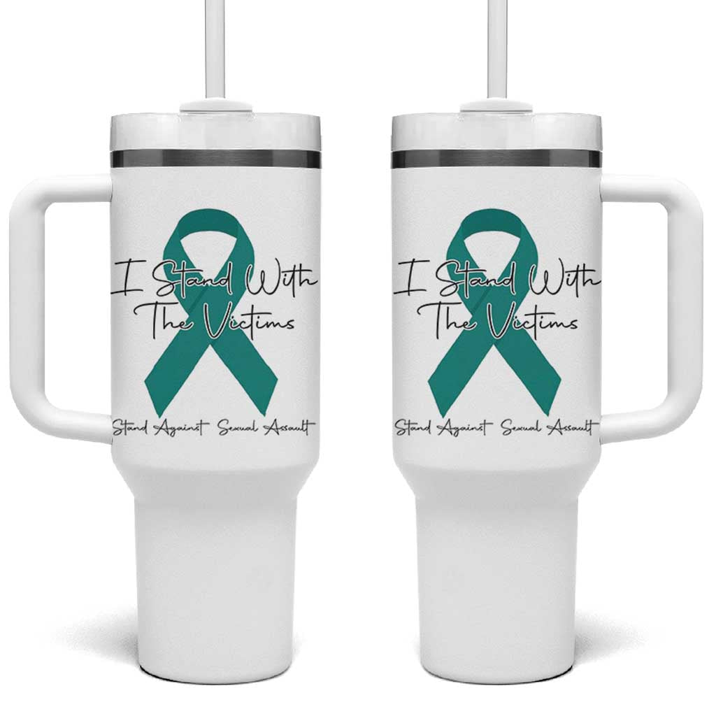 Sexual Assault Awareness Tumbler With Handle I Stand With The Victims