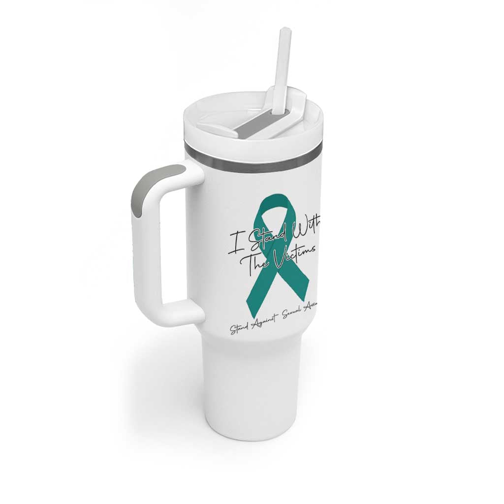 Sexual Assault Awareness Tumbler With Handle I Stand With The Victims