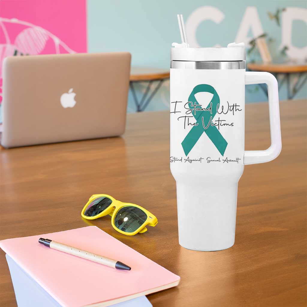 Sexual Assault Awareness Tumbler With Handle I Stand With The Victims
