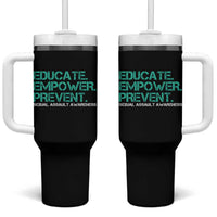 Sexual Assault Awareness Tumbler With Handle Educate Empower Prevent