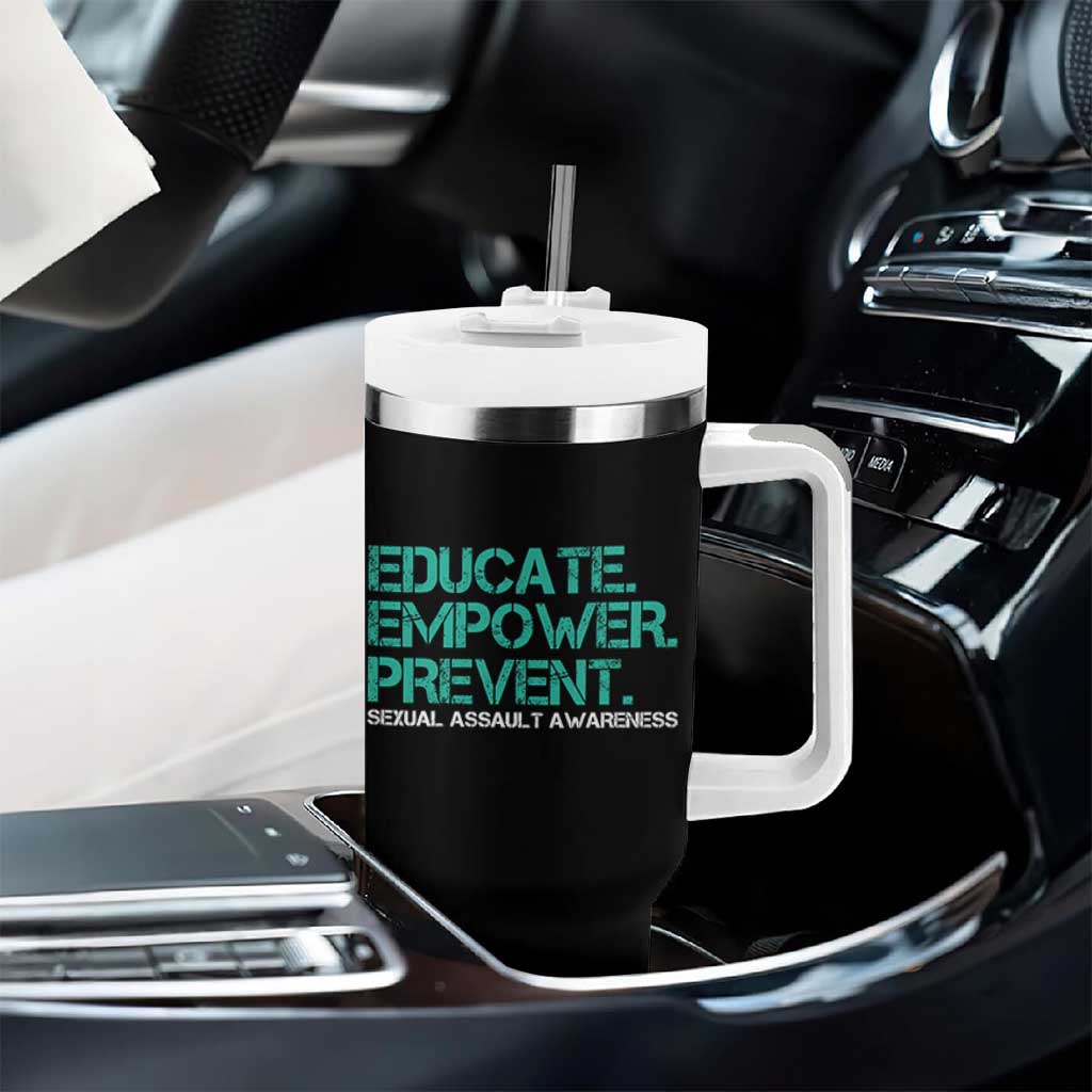 Sexual Assault Awareness Tumbler With Handle Educate Empower Prevent