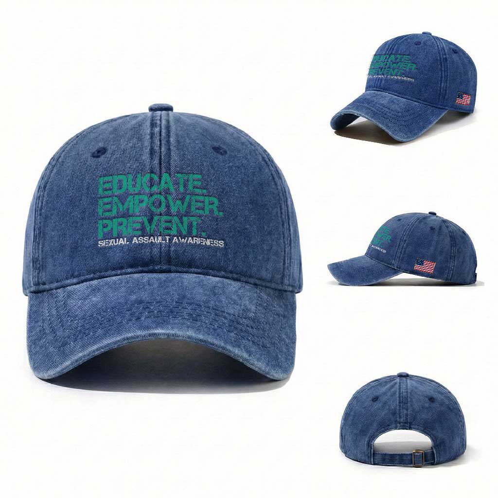 Sexual Assault Awareness Washed Cotton Baseball Cap Educate Empower Prevent