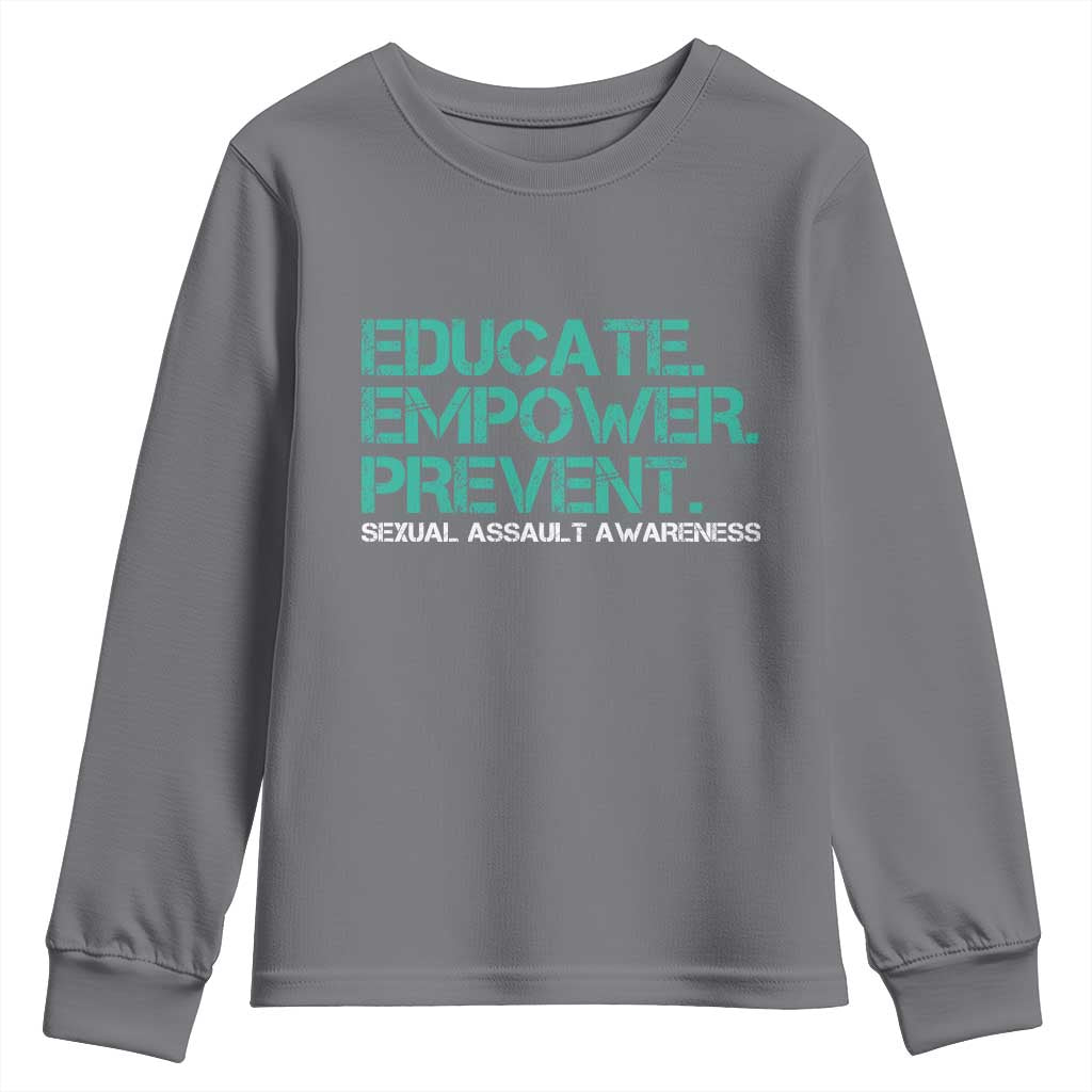 Sexual Assault Awareness Youth Sweatshirt Educate Empower Prevent