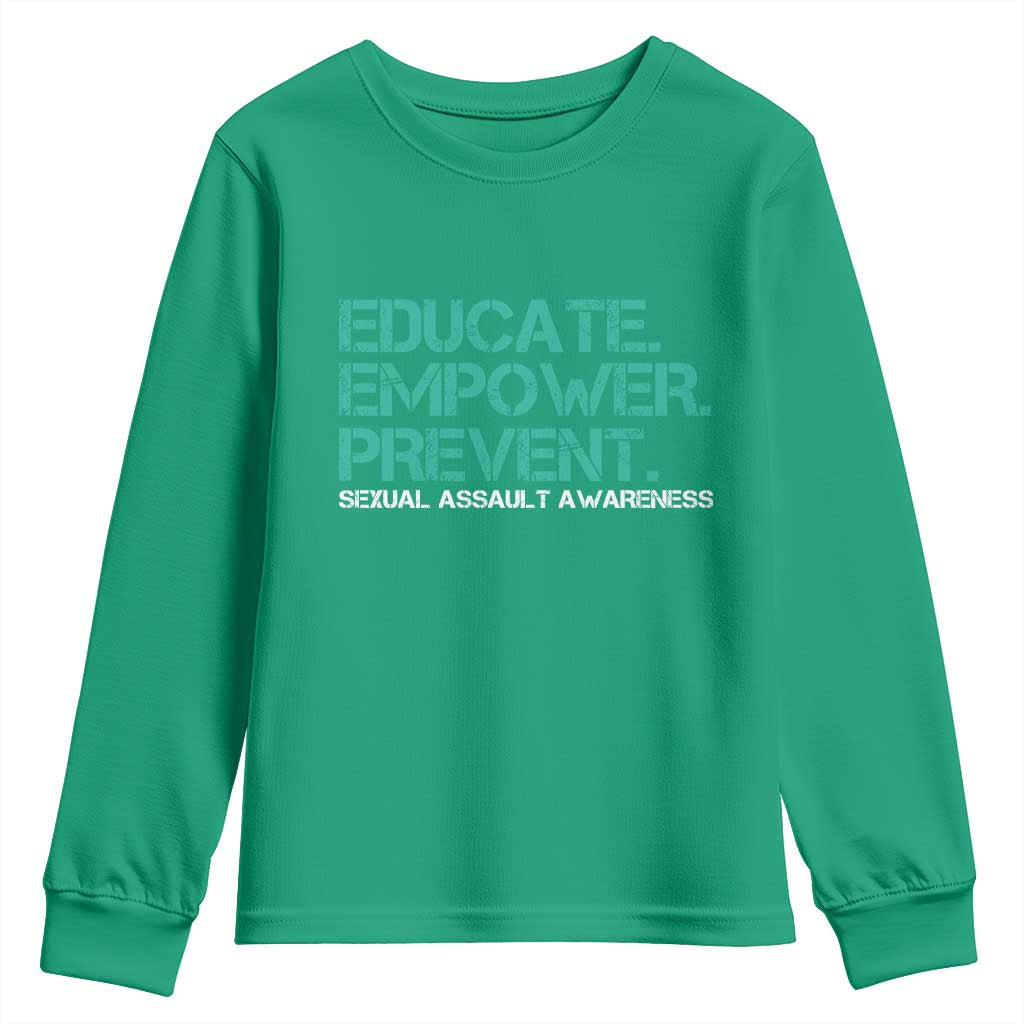Sexual Assault Awareness Youth Sweatshirt Educate Empower Prevent
