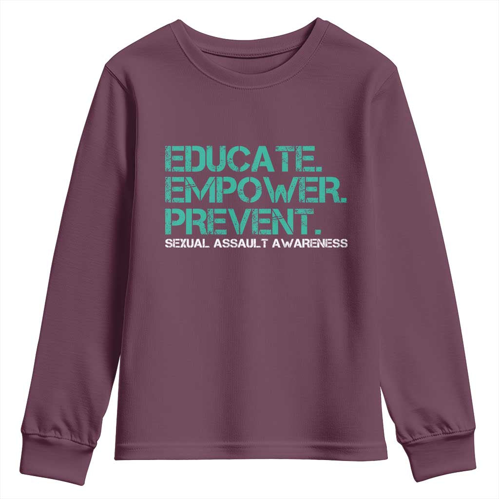 Sexual Assault Awareness Youth Sweatshirt Educate Empower Prevent