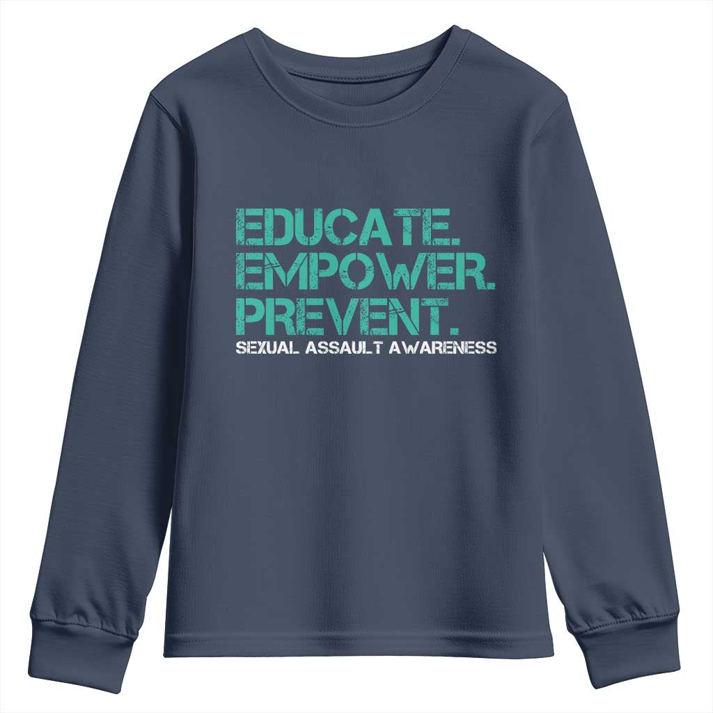 Sexual Assault Awareness Youth Sweatshirt Educate Empower Prevent