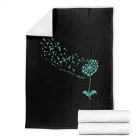 Sexual Assault Awareness Throw Blanket Teal Dandelion Ribbons