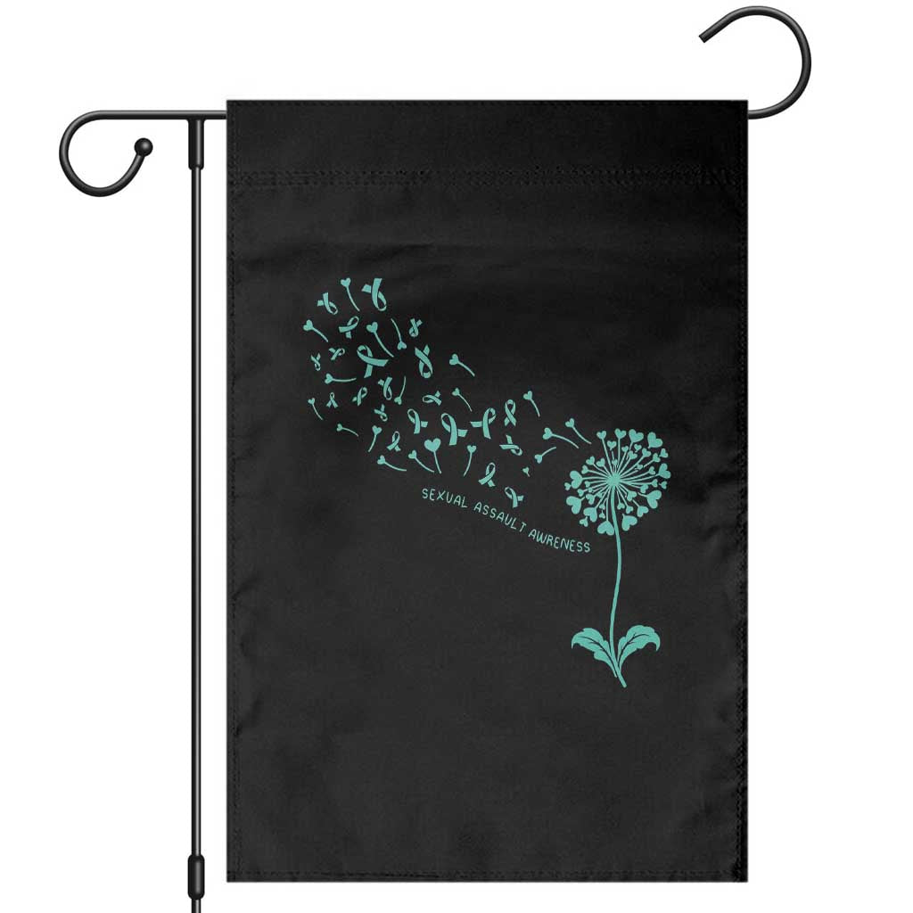 Sexual Assault Awareness Garden Flag Teal Dandelion Ribbons