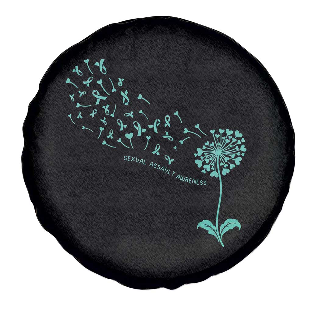 Sexual Assault Awareness Spare Tire Cover Teal Dandelion Ribbons