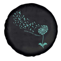 Sexual Assault Awareness Spare Tire Cover Teal Dandelion Ribbons
