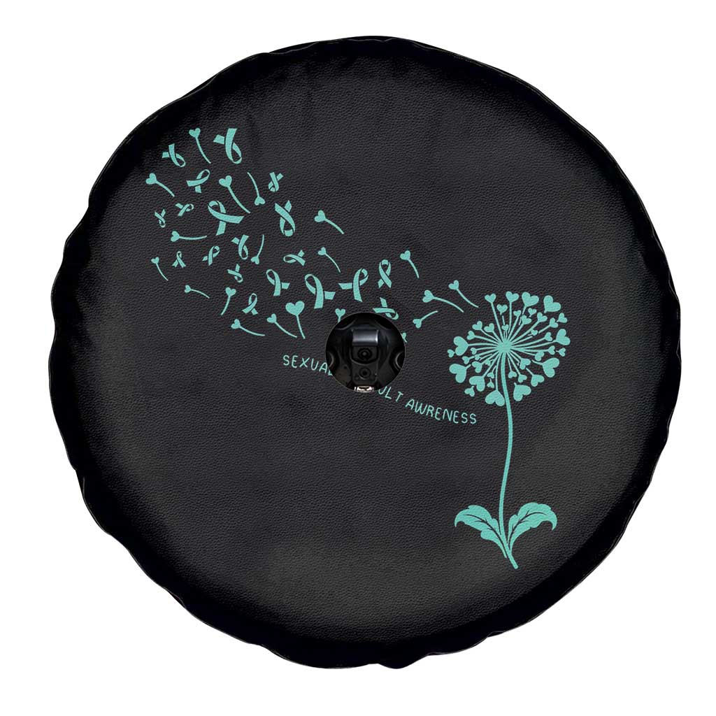Sexual Assault Awareness Spare Tire Cover Teal Dandelion Ribbons