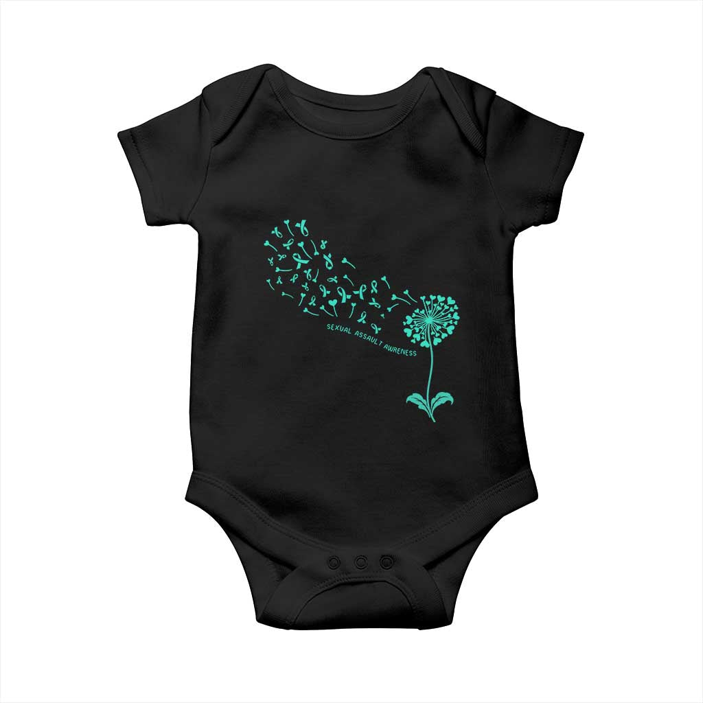 Sexual Assault Awareness Baby Onesie Teal Dandelion Ribbons