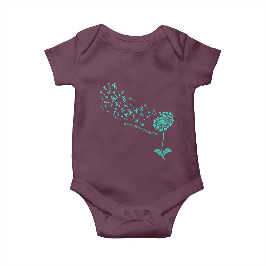 Sexual Assault Awareness Baby Onesie Teal Dandelion Ribbons