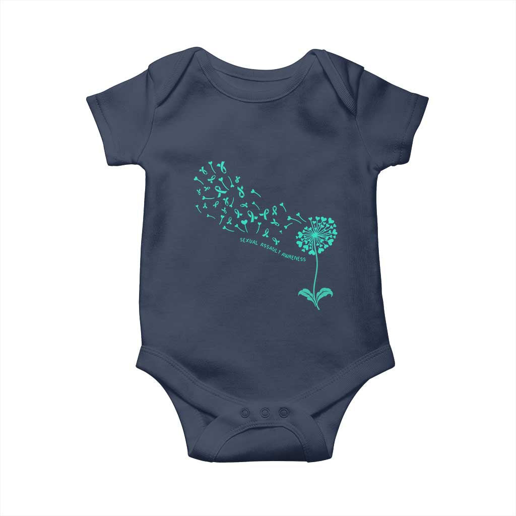 Sexual Assault Awareness Baby Onesie Teal Dandelion Ribbons
