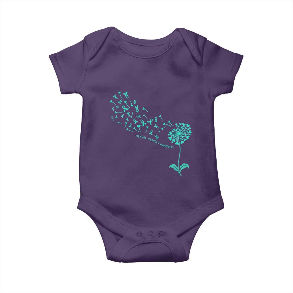 Sexual Assault Awareness Baby Onesie Teal Dandelion Ribbons
