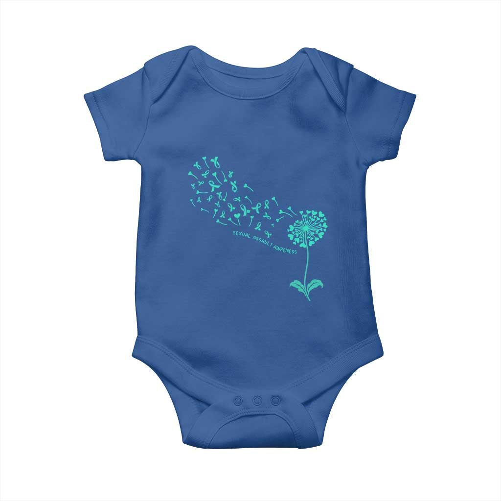 Sexual Assault Awareness Baby Onesie Teal Dandelion Ribbons