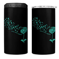 Sexual Assault Awareness 4 in 1 Can Cooler Tumbler Teal Dandelion Ribbons