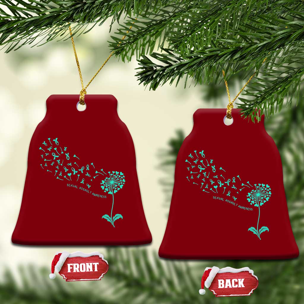 Sexual Assault Awareness Ceramic Ornament Teal Dandelion Ribbons