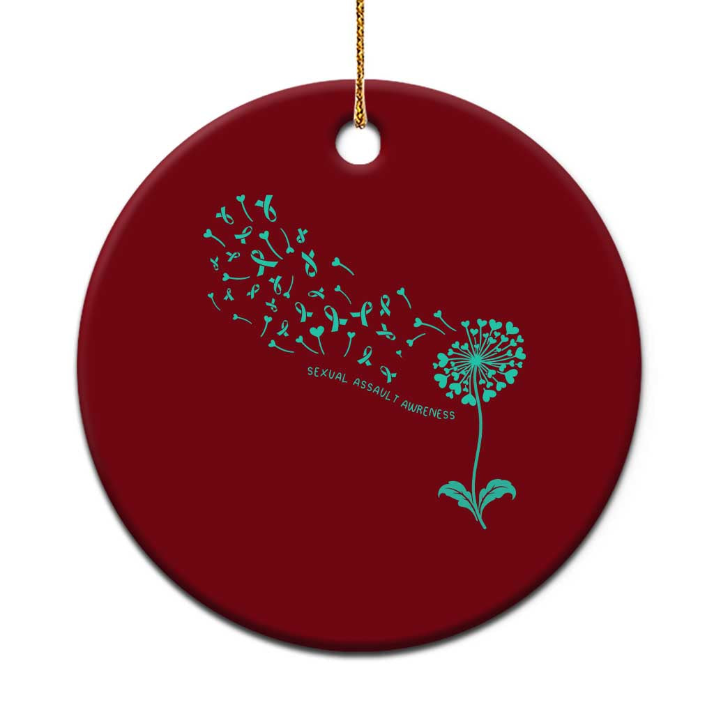Sexual Assault Awareness Ceramic Ornament Teal Dandelion Ribbons