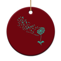 Sexual Assault Awareness Ceramic Ornament Teal Dandelion Ribbons