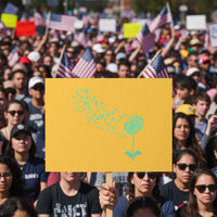 Sexual Assault Awareness Protest Sign Teal Dandelion Ribbons
