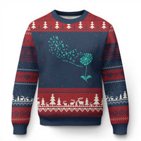 Sexual Assault Awareness Ugly Christmas Sweater Teal Dandelion Ribbons