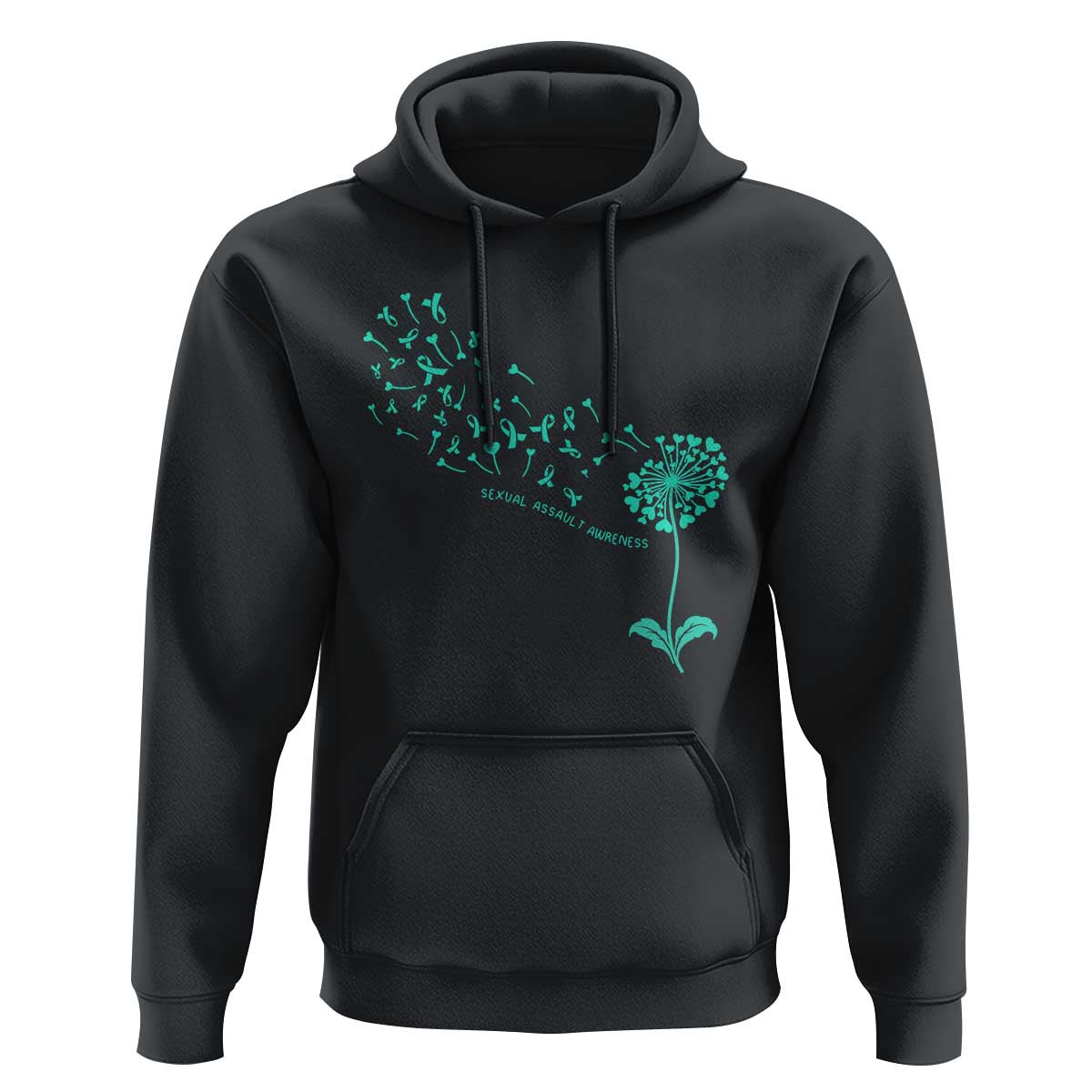 Sexual Assault Awareness Hoodie Teal Dandelion Ribbons