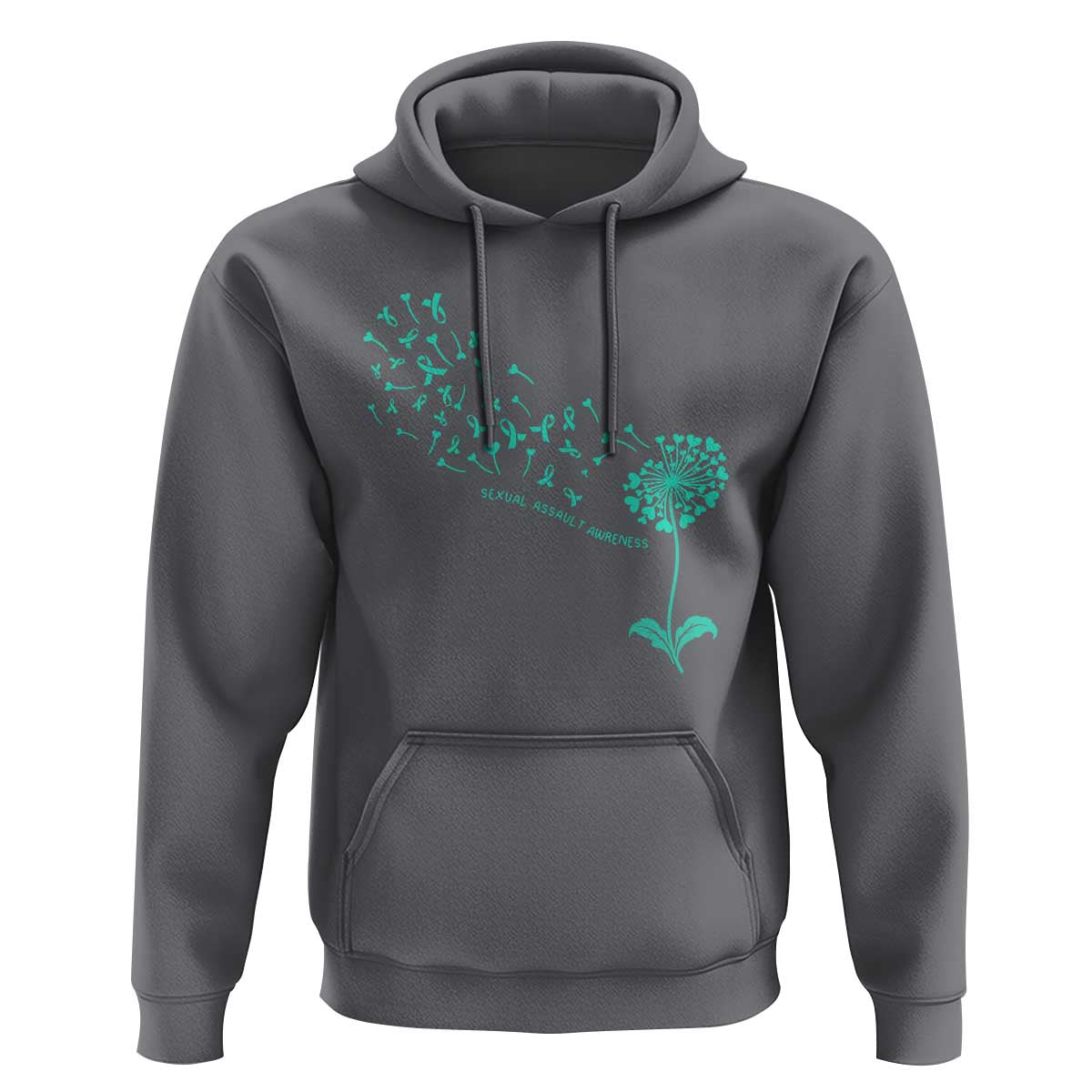 Sexual Assault Awareness Hoodie Teal Dandelion Ribbons