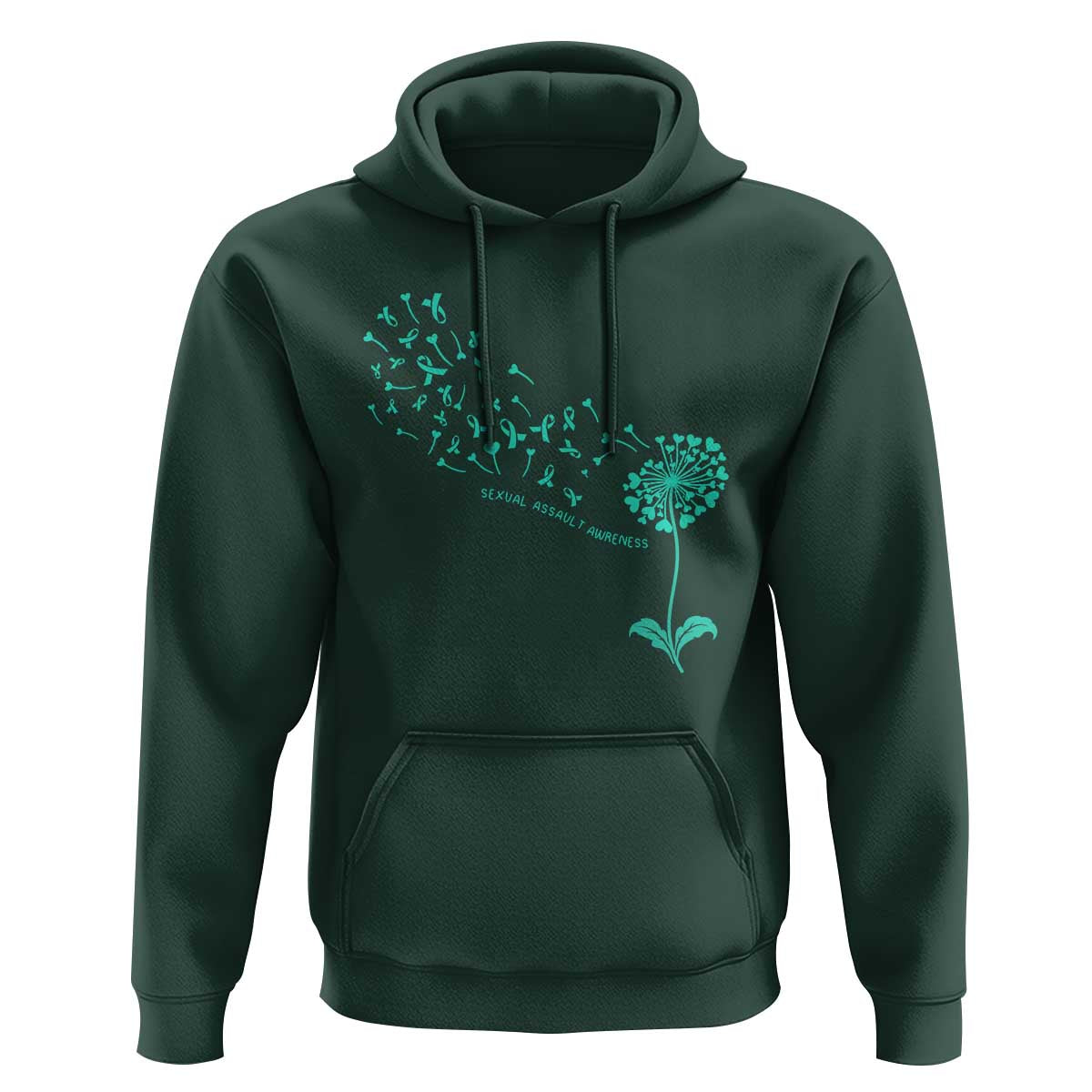 Sexual Assault Awareness Hoodie Teal Dandelion Ribbons
