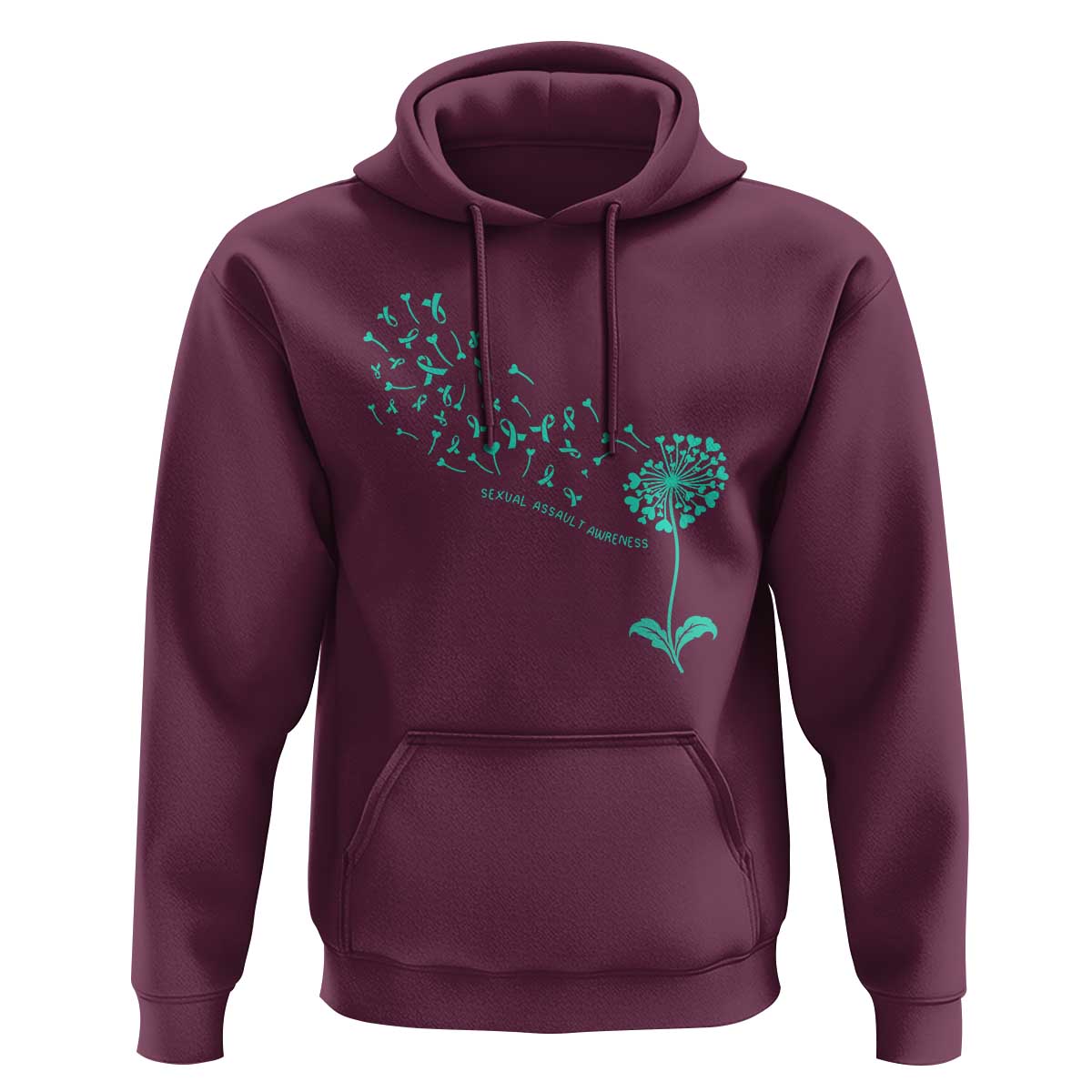 Sexual Assault Awareness Hoodie Teal Dandelion Ribbons