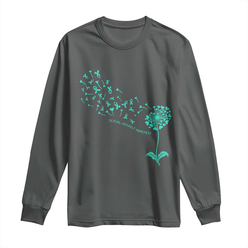 Sexual Assault Awareness Long Sleeve Shirt Teal Dandelion Ribbons