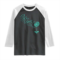 Sexual Assault Awareness Raglan Shirt Teal Dandelion Ribbons