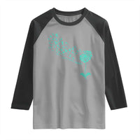 Sexual Assault Awareness Raglan Shirt Teal Dandelion Ribbons