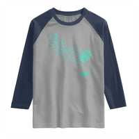 Sexual Assault Awareness Raglan Shirt Teal Dandelion Ribbons