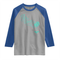 Sexual Assault Awareness Raglan Shirt Teal Dandelion Ribbons
