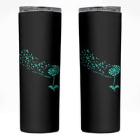 Sexual Assault Awareness Skinny Tumbler Teal Dandelion Ribbons