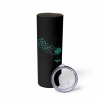 Sexual Assault Awareness Skinny Tumbler Teal Dandelion Ribbons