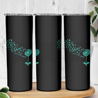 Sexual Assault Awareness Skinny Tumbler Teal Dandelion Ribbons
