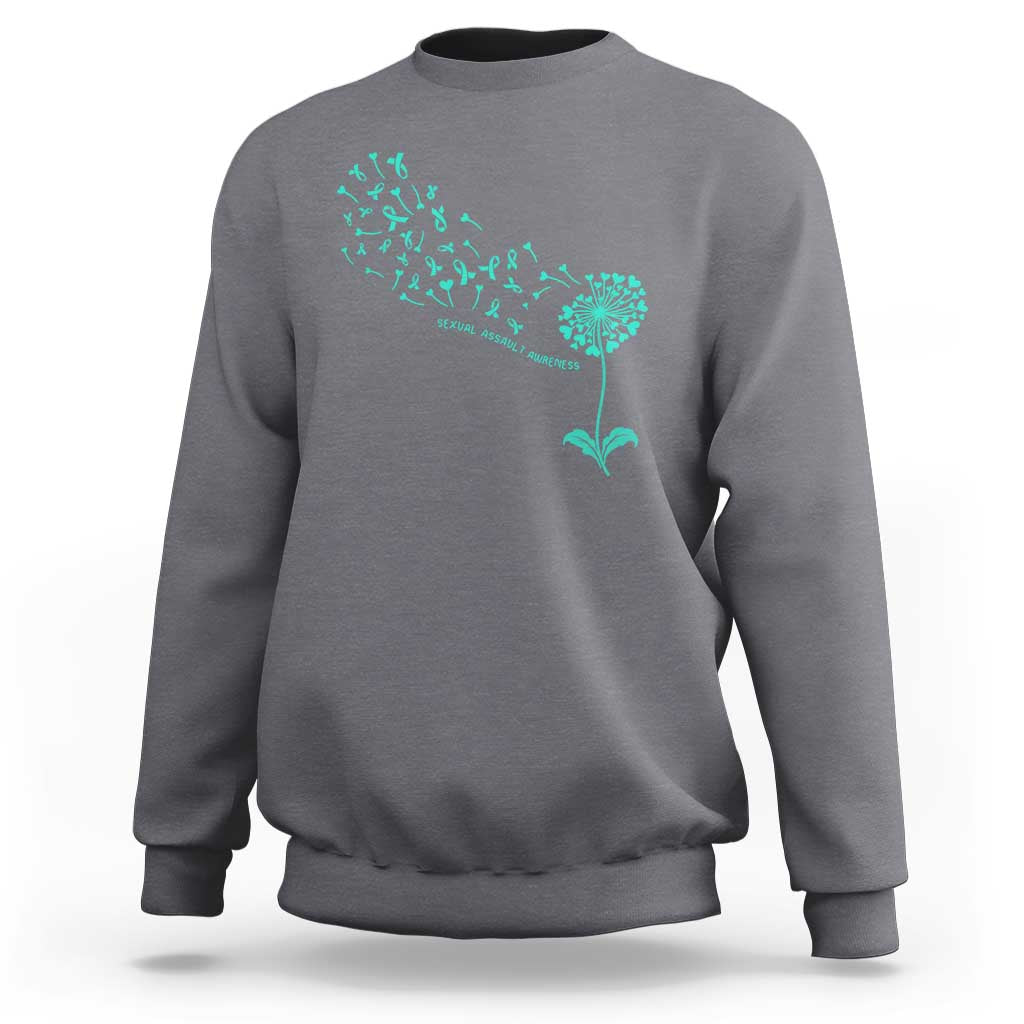 Sexual Assault Awareness Sweatshirt Teal Dandelion Ribbons