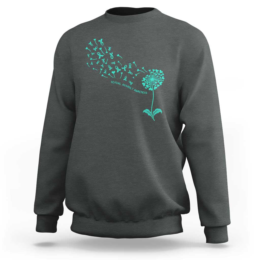 Sexual Assault Awareness Sweatshirt Teal Dandelion Ribbons